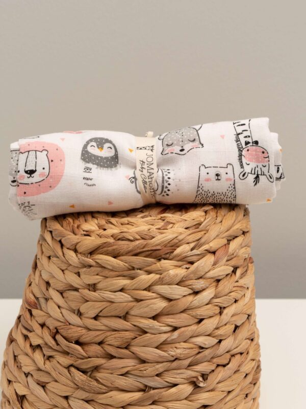 Μουσελίνα Forest Animals pink