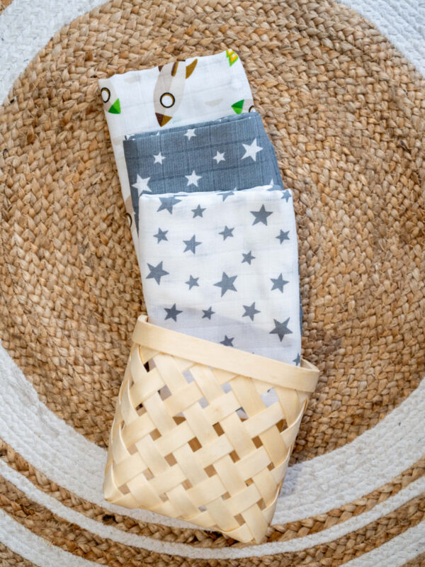 Σετ 3 Μουσελίνες Grey Stars