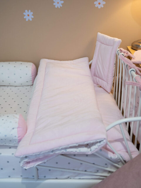 Κουβέρτα & μαξιλαράκι Fleece Silver Dots Pink 070*110 cm