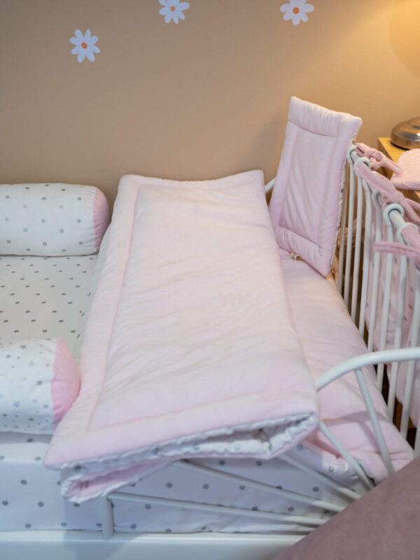 Κουβέρτα & μαξιλαράκι Fleece Silver Dots Pink 070*110 cm