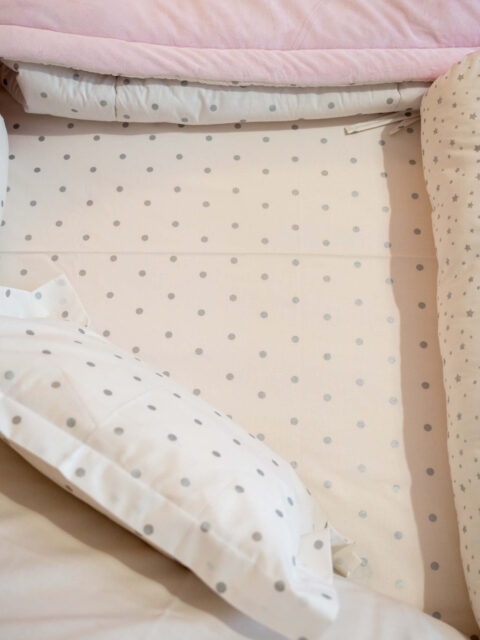 -Σεντόνι Μεμονωμένο Silver Dots Λάστιχο Κούνιας 115*180