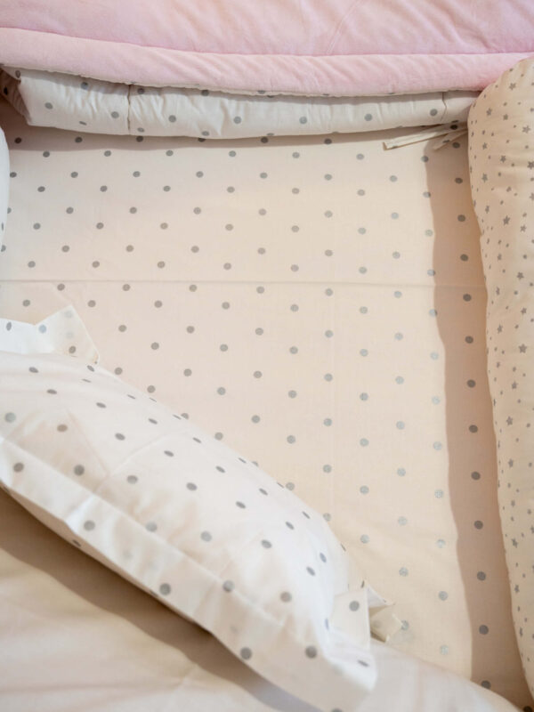 -Σεντόνι Μεμονωμένο Silver Dots Λάστιχο Κούνιας 115*180