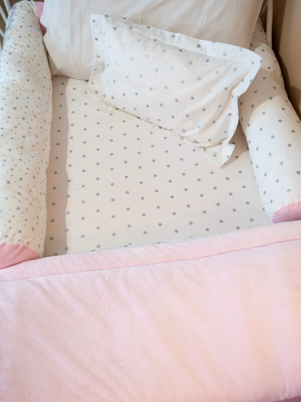 Κουβέρτα & μαξιλαράκι Fleece Silver Dots Pink110x140 cm