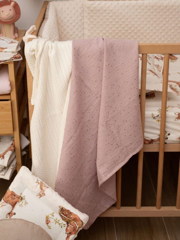 -Sparkle pink Muslin 100% organic cotton 75*100