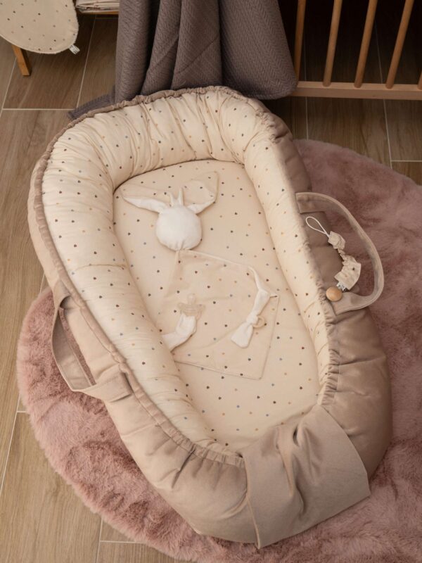 -Φωλίτσα Beige Hearts Διπλής Οψης 70*105