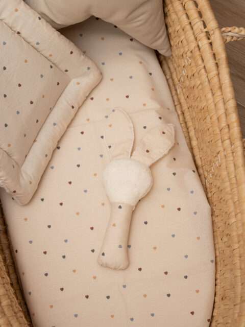 -Σεντόνι Μεμονωμένο Λίκνου Beige Hearts 070*110