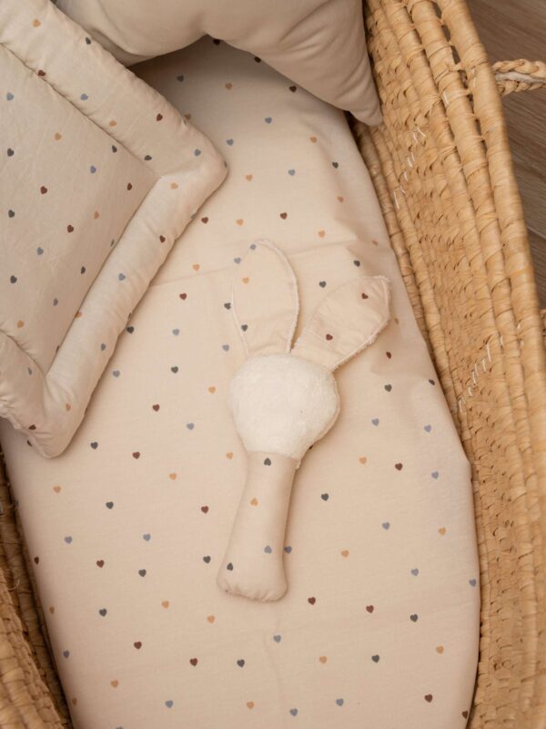 -Σεντόνι Μεμονωμένο Λίκνου Beige Hearts 070*110