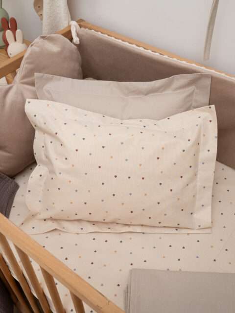 -Σεντόνι Μεμονωμένο Beige Hearts Κούνιας 115*180