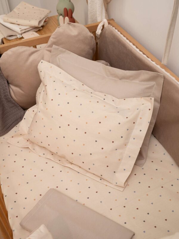 -Μαξιλαροθήκη Beige Hearts 50*70