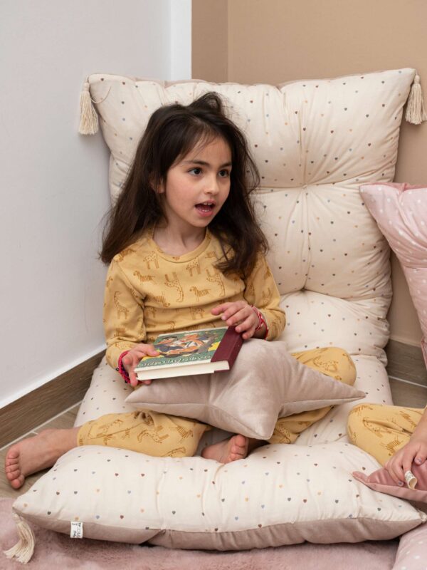 Μαξιλάρα Δαπέδου Ορθογώνια (125*60*7)Beige Hearts Cream