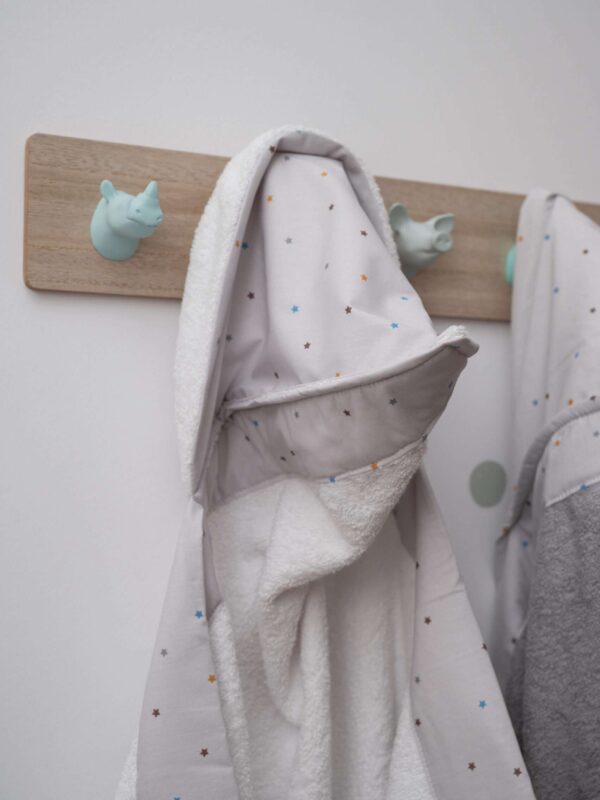 -Κάπα Μπουρνουζάκι Grey Stars 1,20*1,20 White