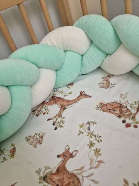 -Πάντα Πλεξούδα Velvet Λευκό - Μέντα (δίχρωμη )