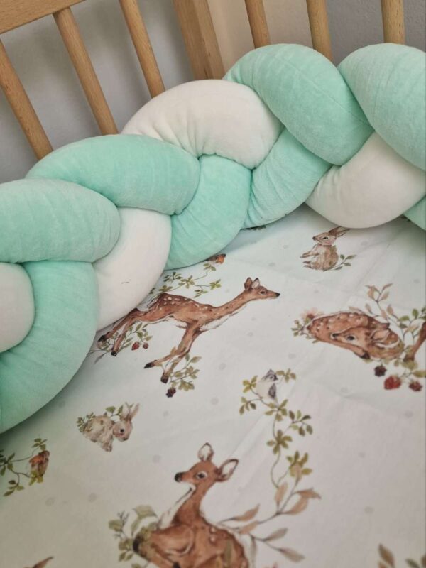 -Πάντα Πλεξούδα Velvet Λευκό - Μέντα (δίχρωμη )