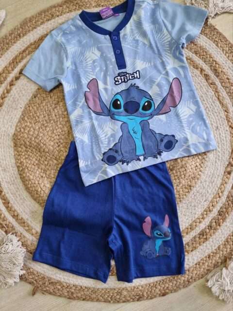 Πιτζάμες Stich Μπλε 100% Cotton Jersey Κοντό μανίκι