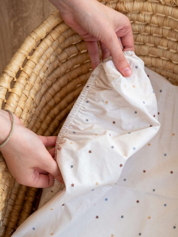 -Σεντόνι Μεμονωμένο Λίκνου Beige Stars 070*110 Λάστιχο