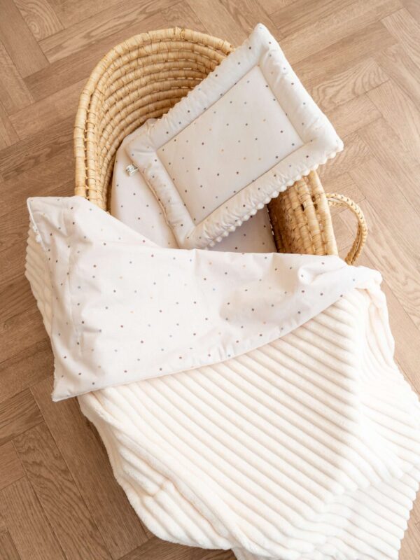 -Κουβέρτα & μαξιλαράκι Fleece Beige Stars εκρού