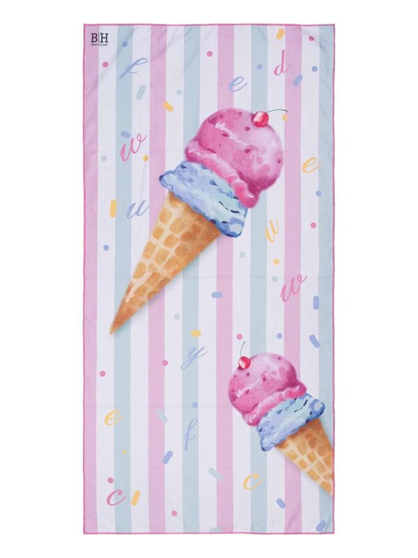 -Πετσέτα θαλάσσης διπλής όψης παιδική Microfiber Παγωτό