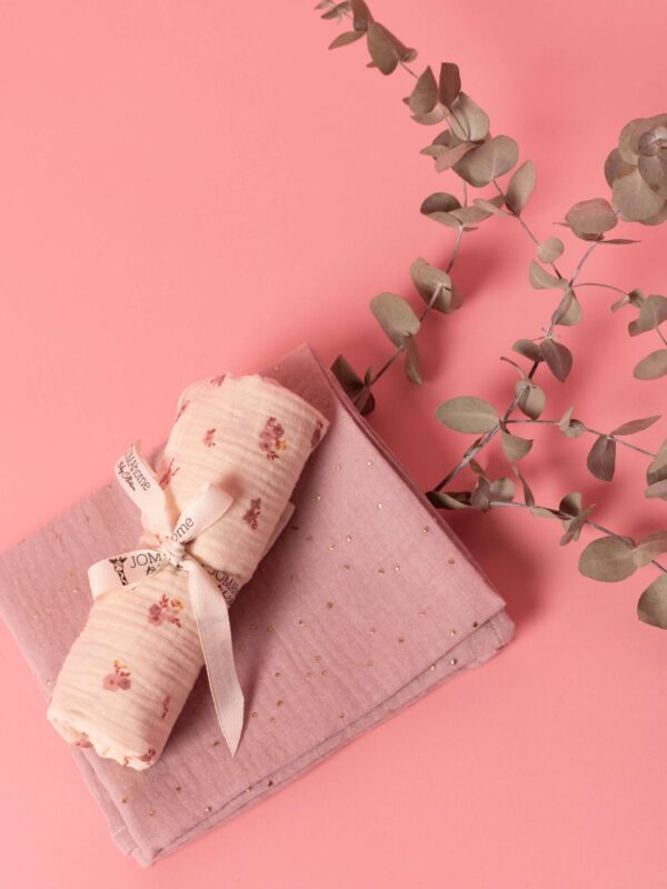 Σετ πάνες αγκαλιάς Sparkle pink Floral 100% organic cotton