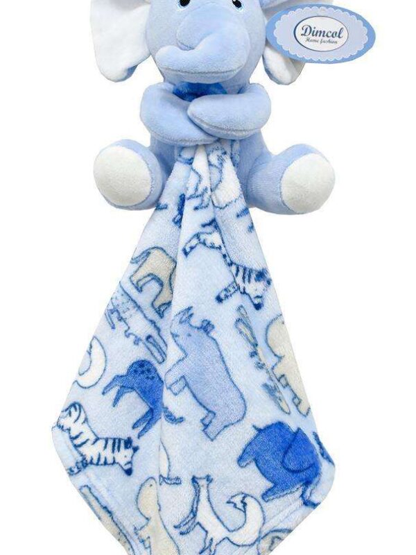 Λούτρινο Ζωάκι με Πανάκι Παρηγορίας Coral Fleece  Elephant Blue