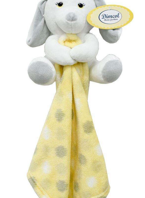 Λούτρινο Ζωάκι με Πανάκι Παρηγορίας Coral Fleece Εμπριμέ Grey-Yellow