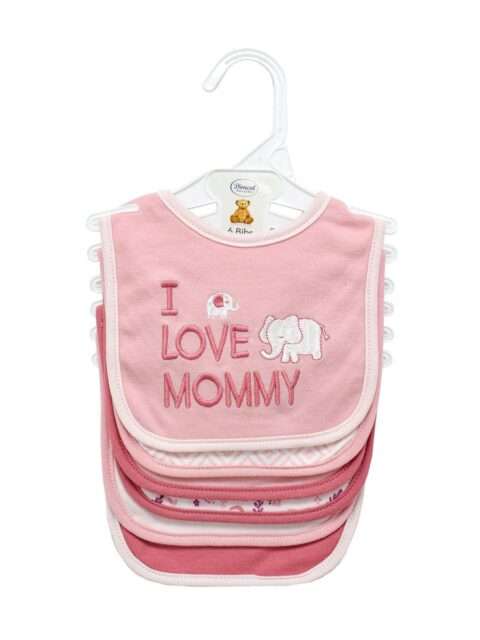 Σαλιάρα Interlock & Επένδυση Terry με Velcro bebe Σετ 6 Τεμ. Elephant pink