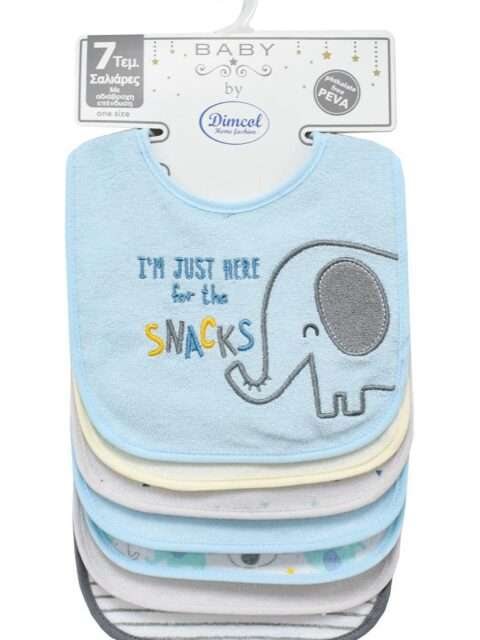 Σαλιάρα με Velcro bebe με Αδιάβροχη Επένδυση Σαλιάρα Elephant Blue