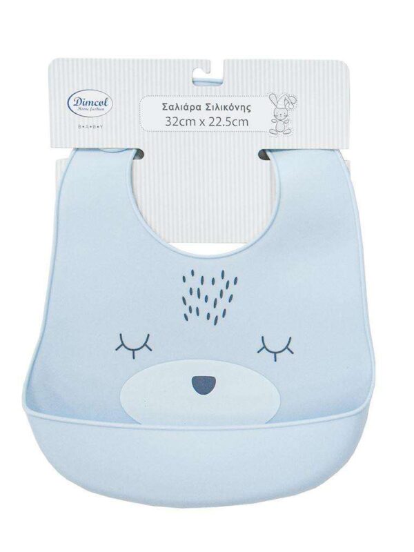 Σαλιάρα Σιλικόνης bebe με Κουμπί & Τσέπη Sky Blue