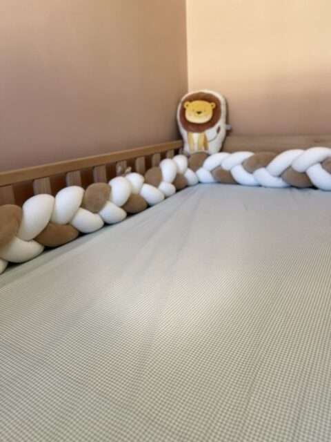 -Σεντόνι Μεμονωμένο Λίκνου Mint Kαρό  070*110 Λάστιχο