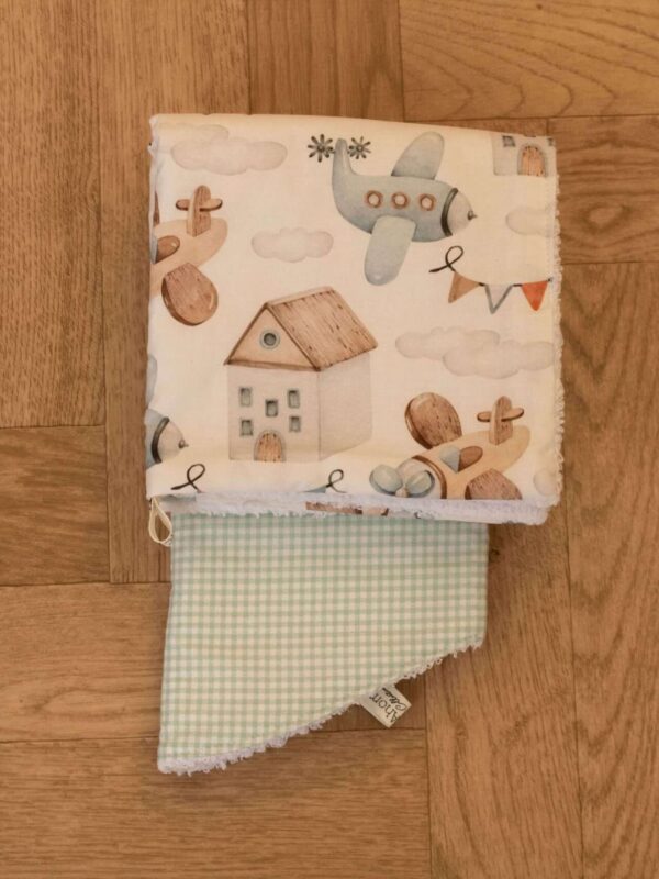 -Σετ Πετσετάκια Up in the sky - Mint Καρό 100% organic cotton