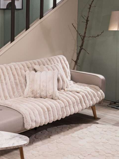 Γούνινο Ριχτάρι Μπέζ Wave 02