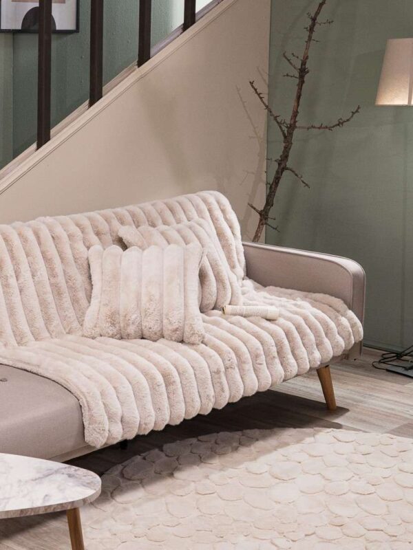 Γούνινο Ριχτάρι Μπέζ Wave 02