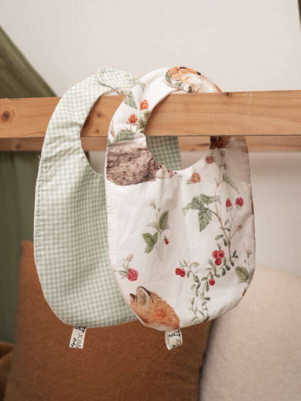 -Σετ Αδιάβροχες Χειροποιήτες Σαλιάρες Καρό -Forest