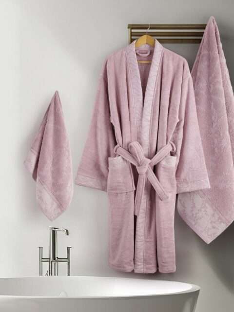 Μπουρνούζι Inverno Pink Large με γιακά