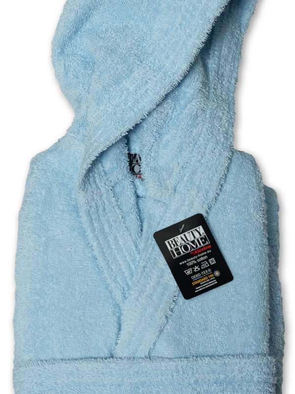 Μπουρνούζι παιδικό γαλάζιο με κουκούλα 100% βαμβάκι