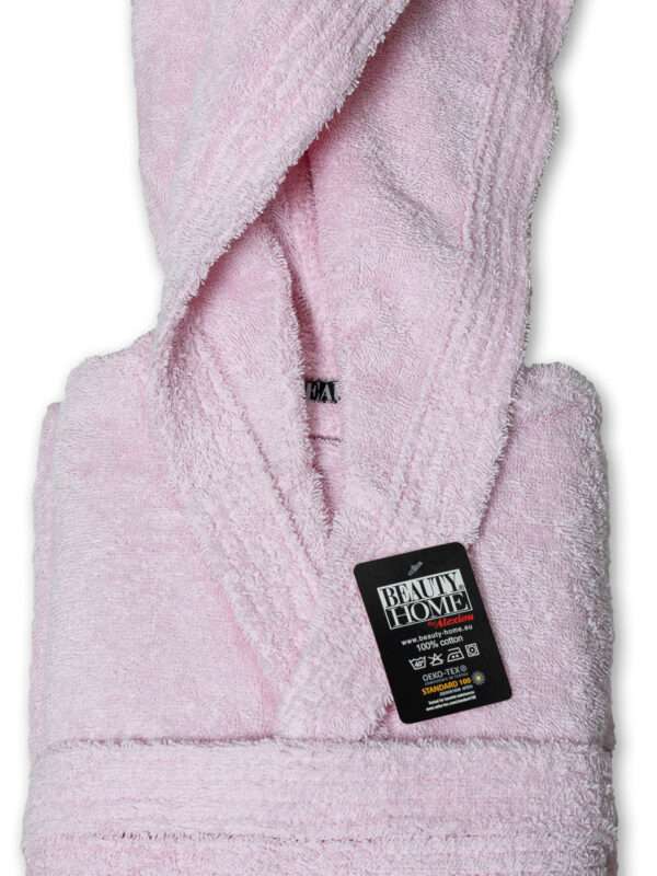 Μπουρνούζι παιδικό ροζ με κουκούλα 100% βαμβάκι