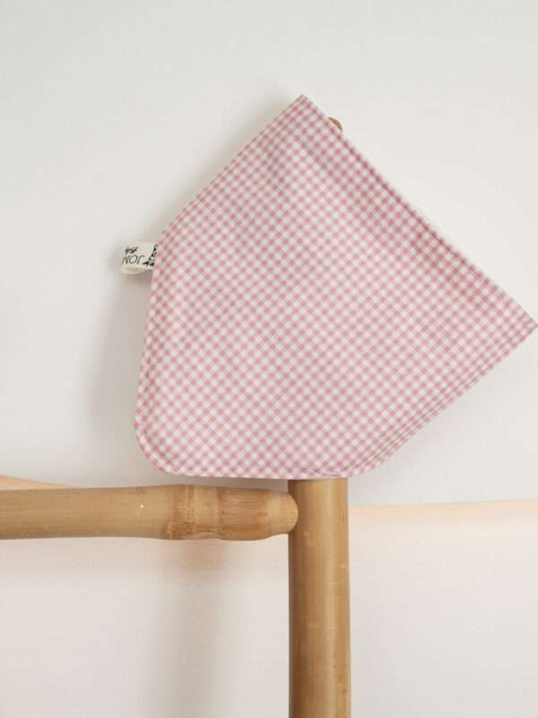 -Χειροποίητη Σαλιάρα Καρό Ροζ μπαντάνα