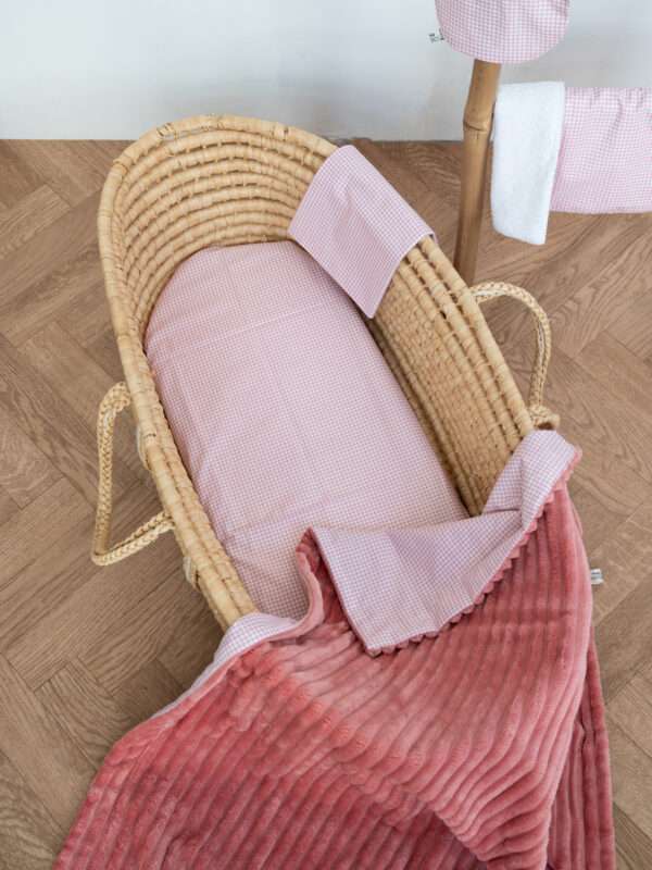 -Σεντόνι Μεμονωμένο Λίκνου Καρό Ροζ 070*110