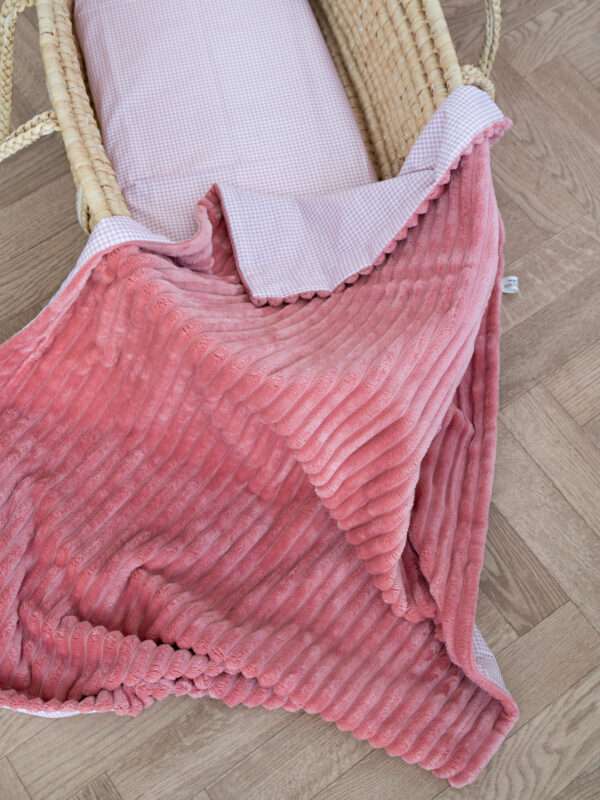 -Κουβέρτα Fleece Καρό Ροζ Σάπιο- Μήλο