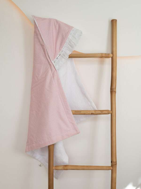 -Κάπα Μπουρνουζάκι Καρό Ροζ 1,20*1,20 White