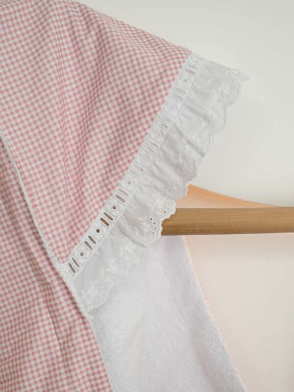 -Κάπα Μπουρνουζάκι Καρό Ροζ 80*80 White