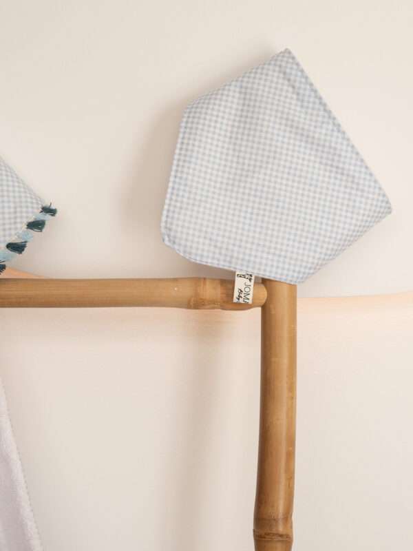 -Χειροποίητη Σαλιάρα Καρό Γαλάζια μπαντάνα