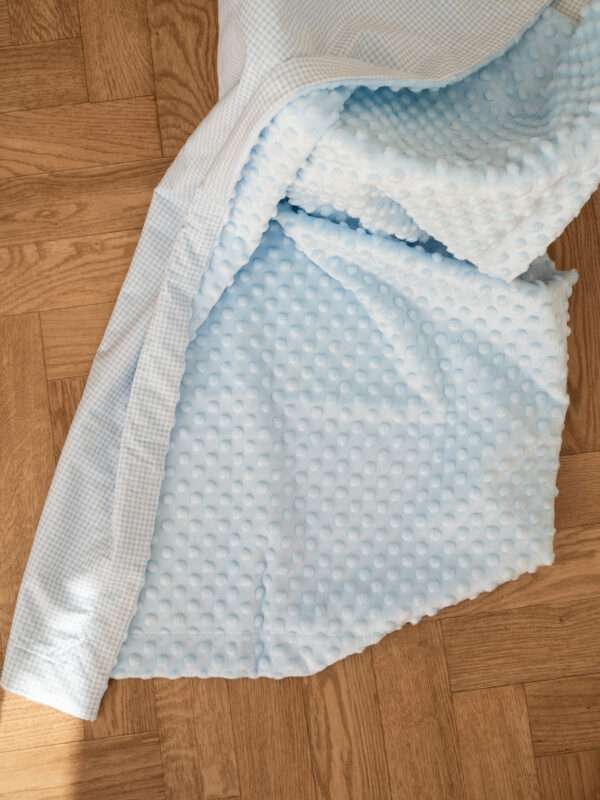 -Κουβέρτα Fleece Καρό Γαλάζια - Baby blue