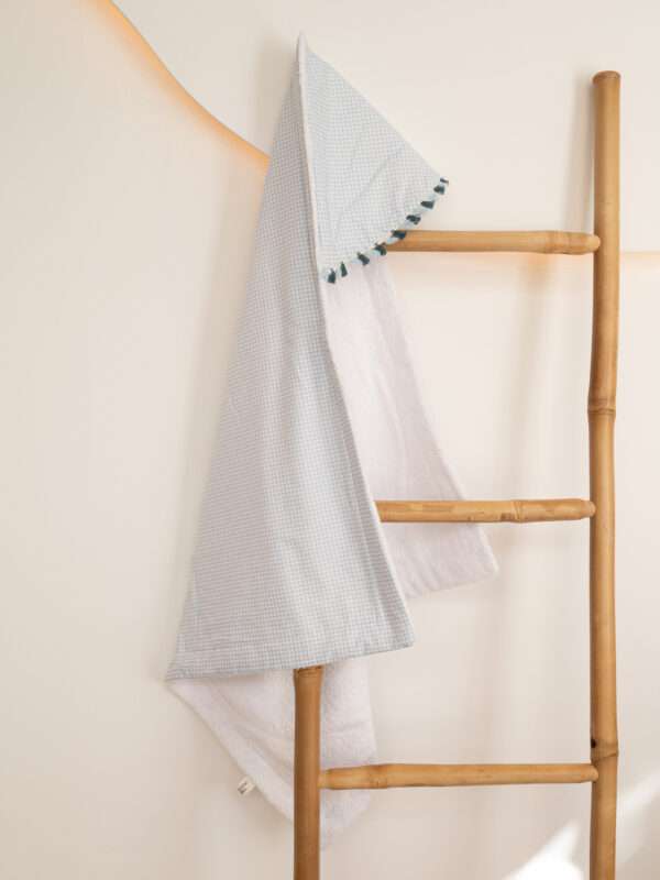 -Κάπα Μπουρνουζάκι Καρό Γαλάζιο 80*80 White