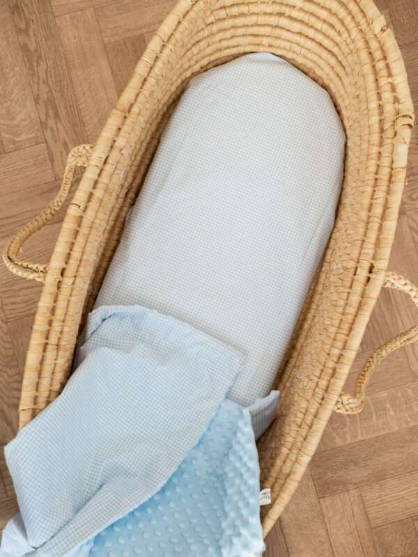 -Σεντόνι Μεμονωμένο Λίκνου Καρό Γαλάζιο 070*110