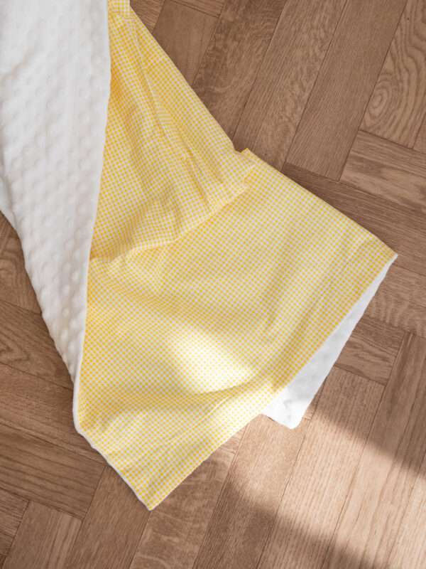 -Κουβέρτα Fleece Καρό Κίτρινο - Λευκό