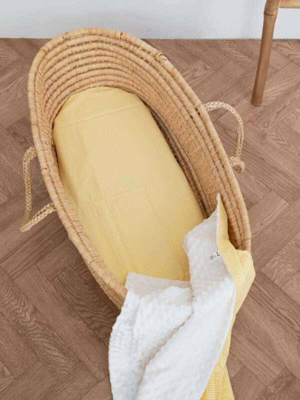 -Σεντόνι Μεμονωμένο Λίκνου Καρό Κίτρινο 070*110 Λάστιχο