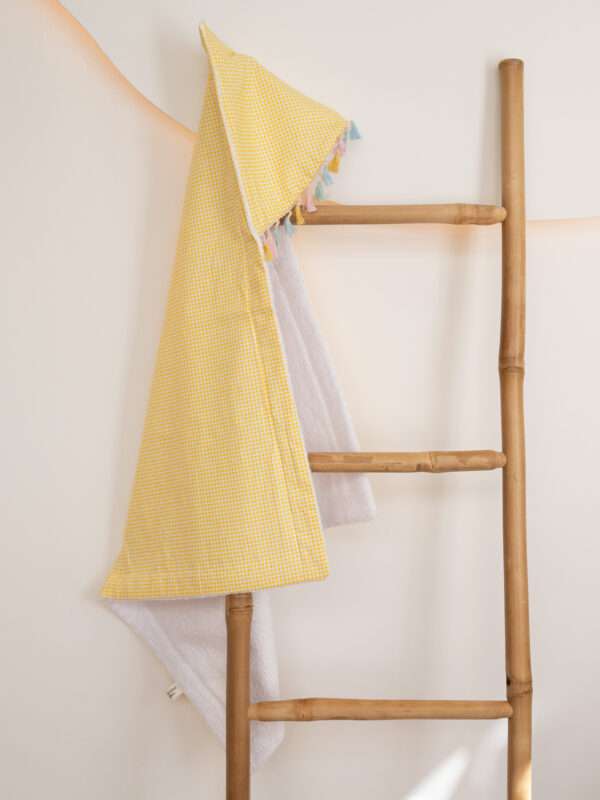 -Κάπα Μπουρνουζάκι Καρό Κίτρινο 1,20*1,20 White