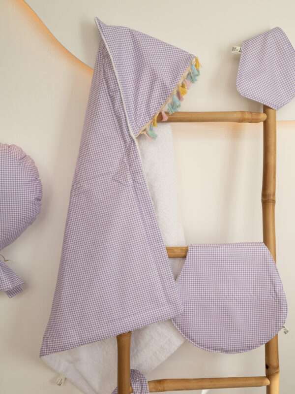 -Κάπα Μπουρνουζάκι Καρό Λιλά 1,20*1,20 White