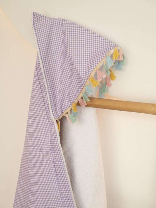 -Κάπα Μπουρνουζάκι Καρό Λιλά 80*80 White