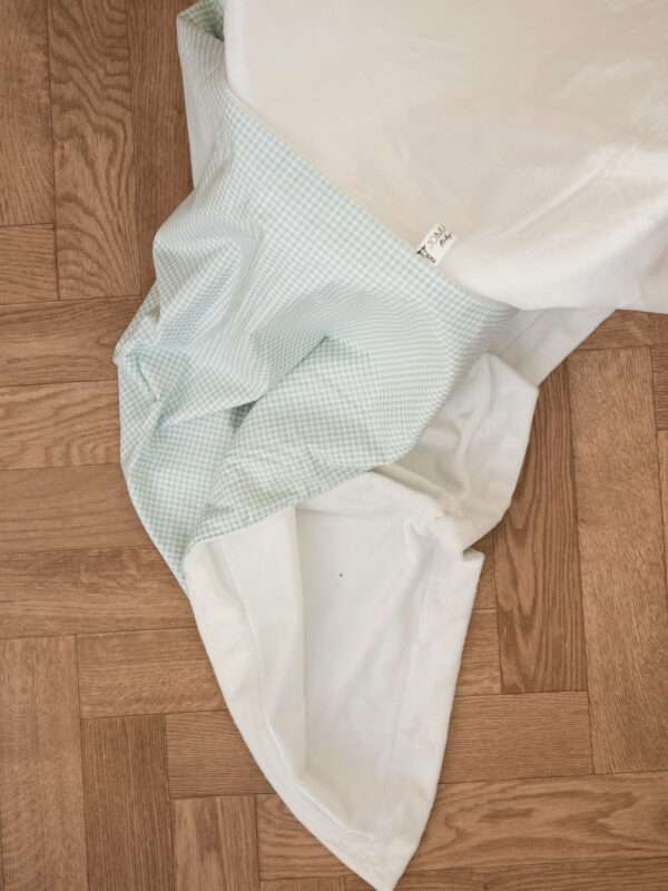 -Κουβέρτα Fleece Καρό Μέντα -Λευκό